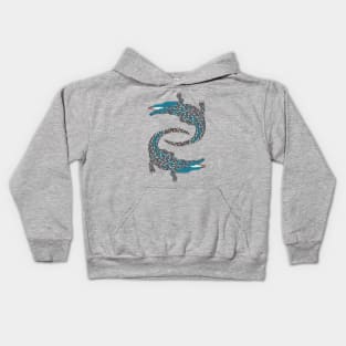 Crocodiles (Pink and Teal Palette) Kids Hoodie